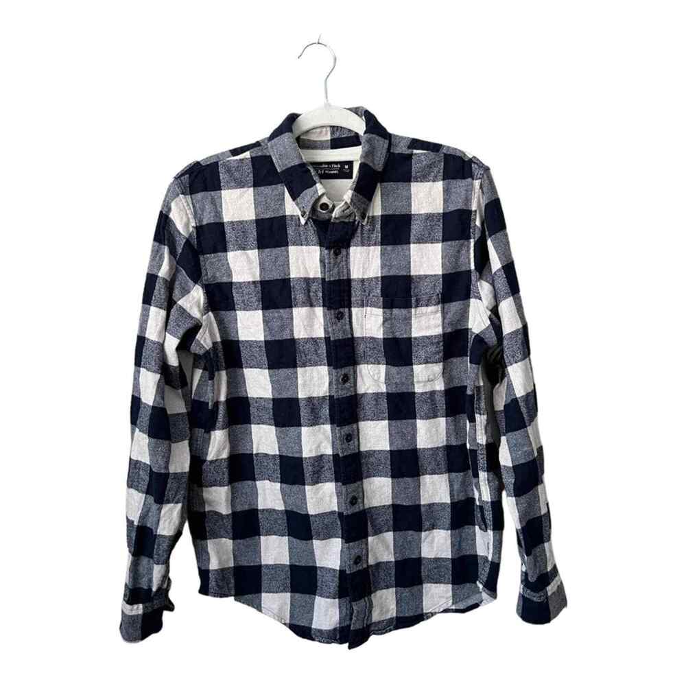 Abercrombie and Fitch Shirt Womens Medium Blue Buffalo Plaid Super Soft Flannel